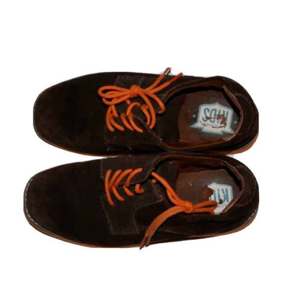 FLORSHEIM BOYS SHOES brown suede leather, orange sole size 4M - Picture 5 of 10